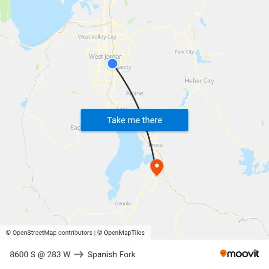 8600 S @ 283 W to Spanish Fork map