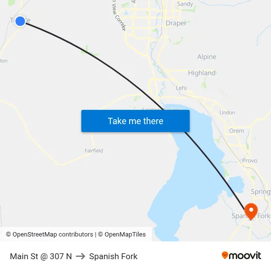 Main St @ 307 N to Spanish Fork map