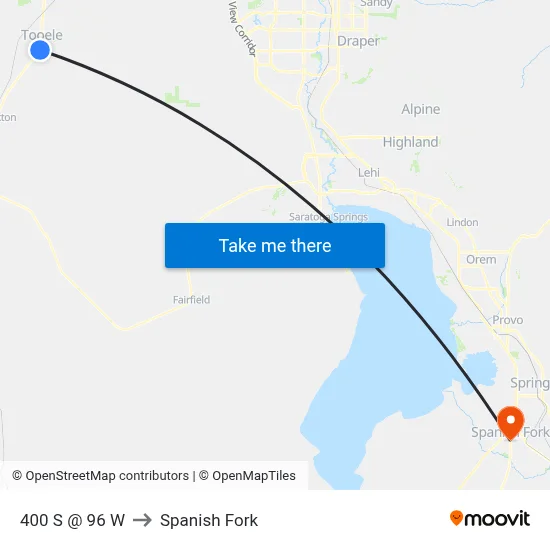 400 S @ 96 W to Spanish Fork map