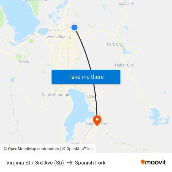 Virginia St / 3rd Ave (Sb) to Spanish Fork map