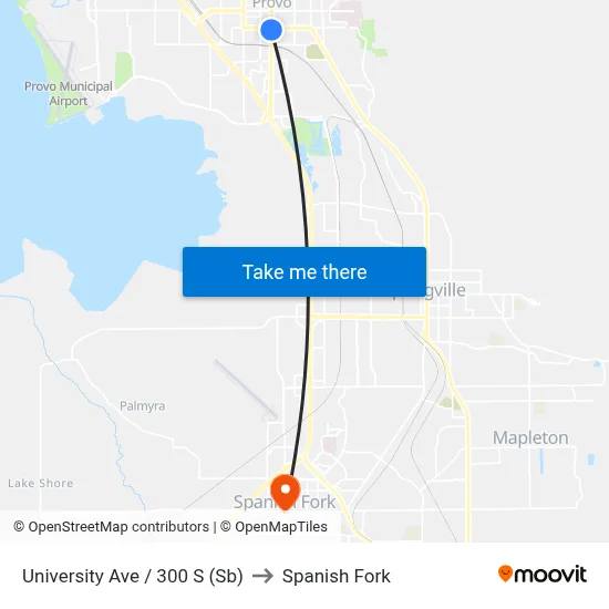 University Ave / 300 S (Sb) to Spanish Fork map