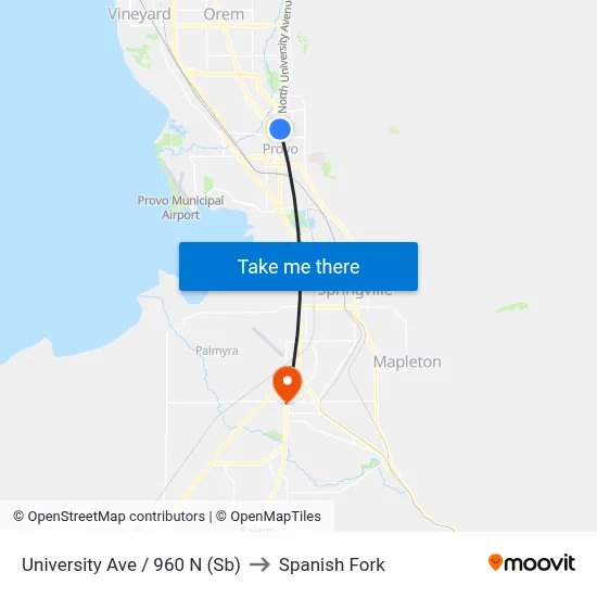 University Ave / 960 N (Sb) to Spanish Fork map