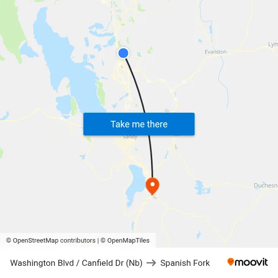 Washington Blvd / Canfield Dr (Nb) to Spanish Fork map