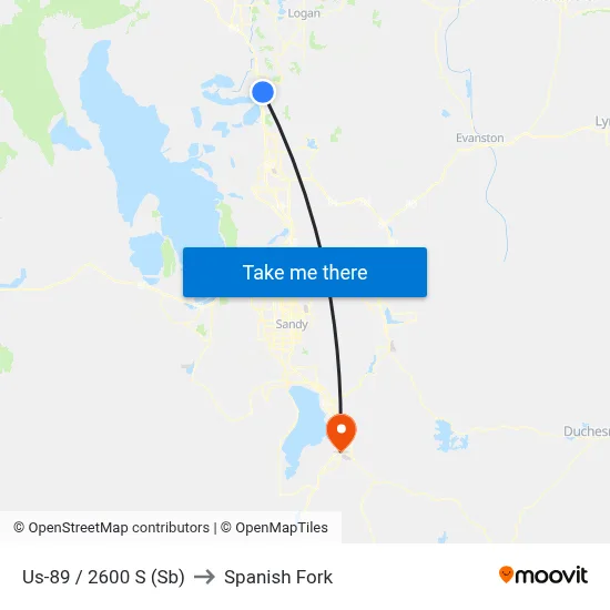 Us-89 / 2600 S (Sb) to Spanish Fork map
