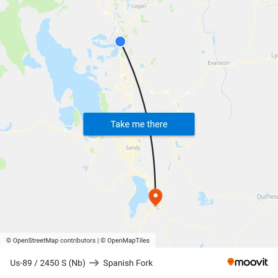 Us-89 / 2450 S (Nb) to Spanish Fork map