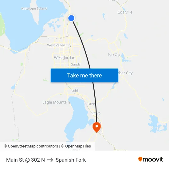 Main St @ 302 N to Spanish Fork map