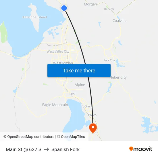 Main St @ 627 S to Spanish Fork map