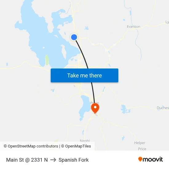 Main St @ 2331 N to Spanish Fork map