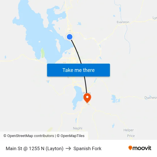 Main St @ 1255 N    (Layton) to Spanish Fork map