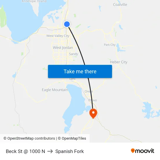 Beck St @ 1000 N to Spanish Fork map