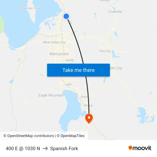 400 E @ 1030 N to Spanish Fork map