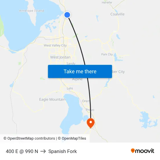 400 E @ 990 N to Spanish Fork map