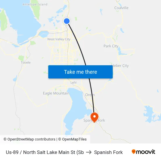 Us-89 / North Salt Lake Main St (Sb to Spanish Fork map