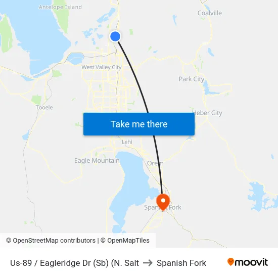 Us-89 / Eagleridge Dr (Sb) (N. Salt to Spanish Fork map