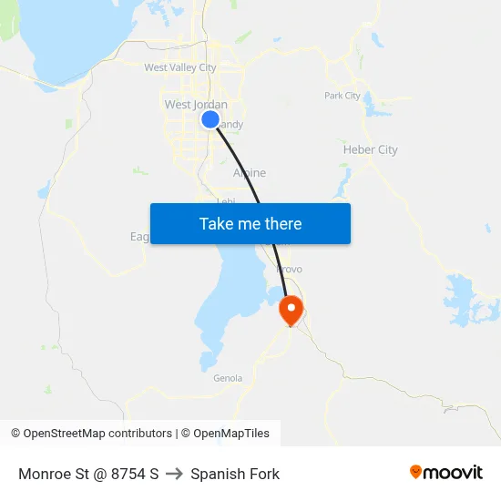 Monroe St @ 8754 S to Spanish Fork map