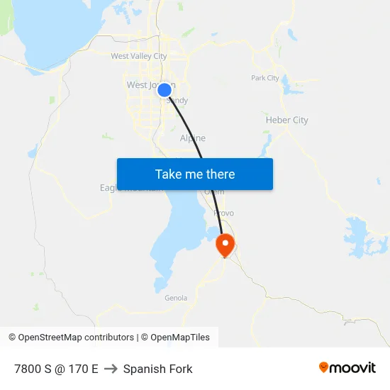 7800 S @ 170 E to Spanish Fork map