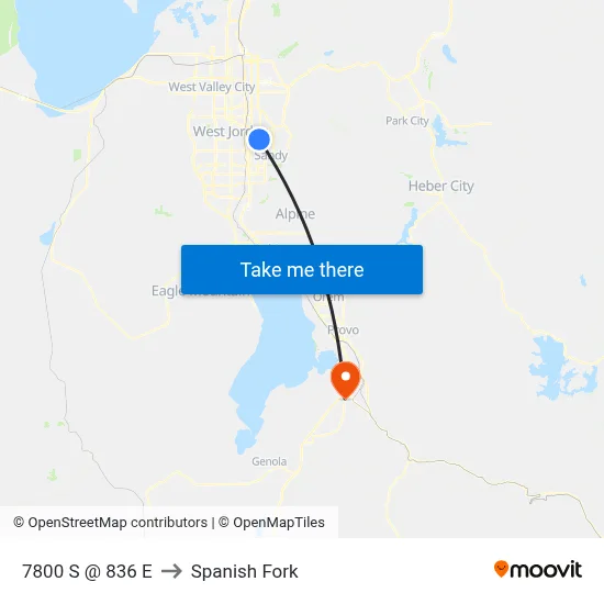 7800 S @ 836 E to Spanish Fork map