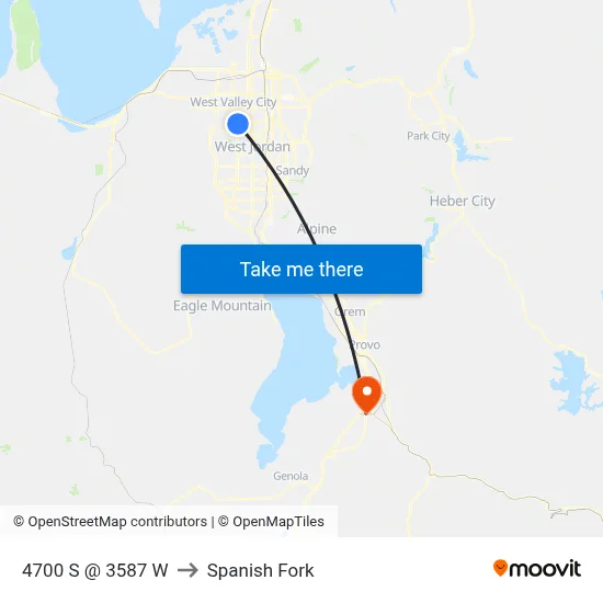 4700 S @ 3587 W to Spanish Fork map