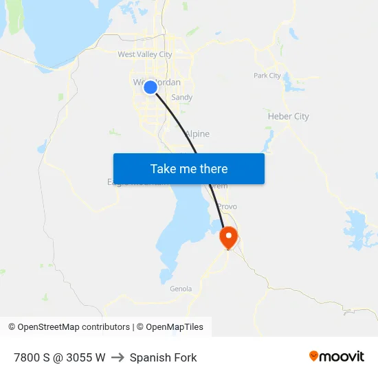 7800 S @ 3055 W to Spanish Fork map