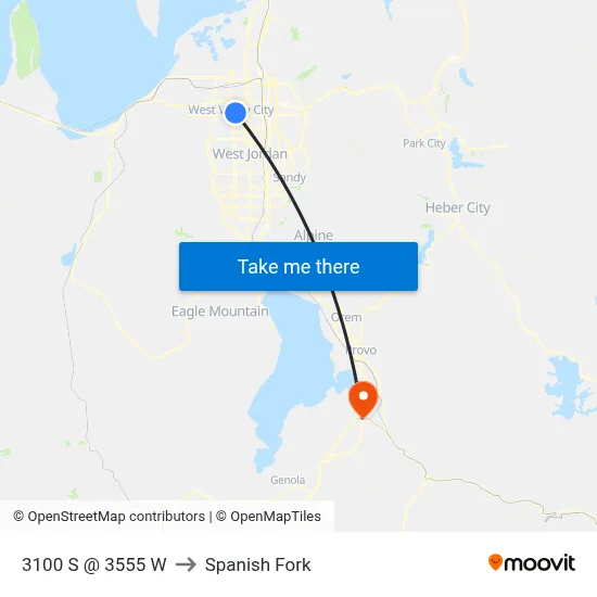 3100 S @ 3555 W to Spanish Fork map