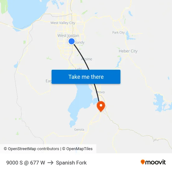 9000 S @  677 W to Spanish Fork map