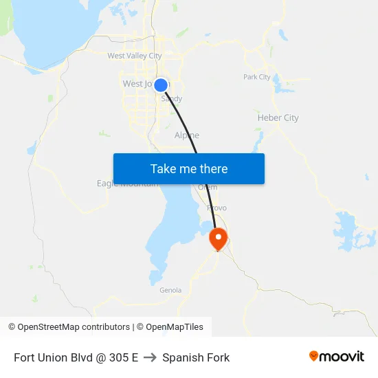 Fort Union Blvd @ 305 E to Spanish Fork map