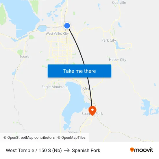 West Temple / 150 S (Nb) to Spanish Fork map