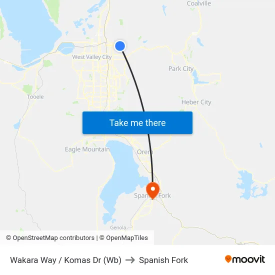 Wakara Way / Komas Dr (Wb) to Spanish Fork map