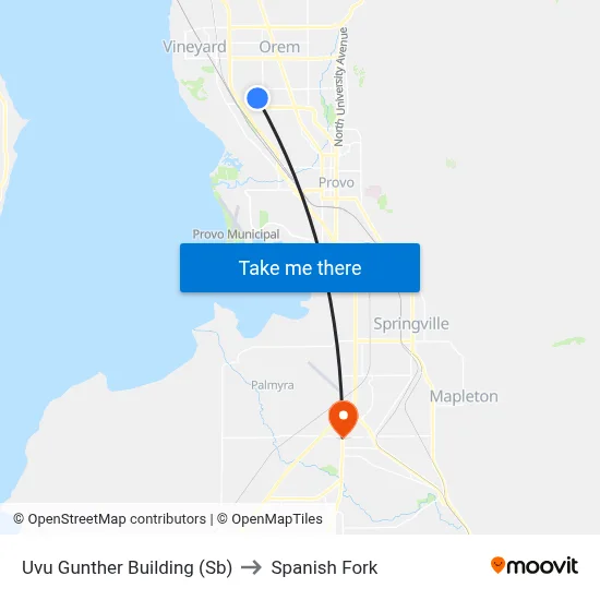 Uvu Gunther Building (Sb) to Spanish Fork map