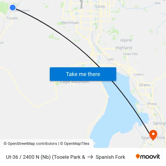 Ut-36 / 2400 N (Nb) (Tooele Park & to Spanish Fork map