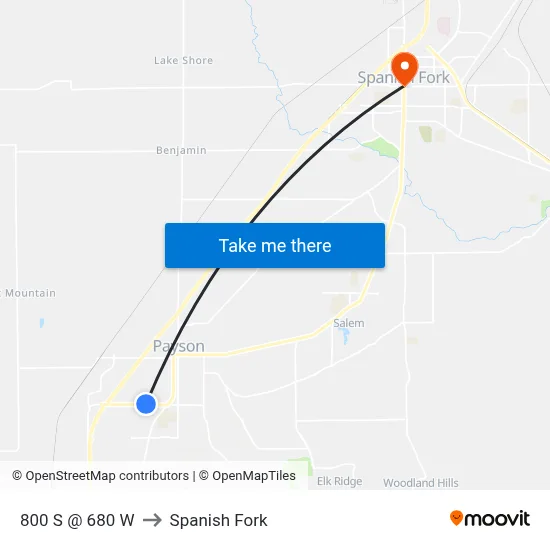 800 S @ 680 W to Spanish Fork map