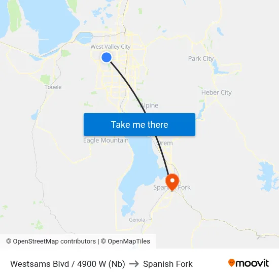 Westsams Blvd / 4900 W (Nb) to Spanish Fork map