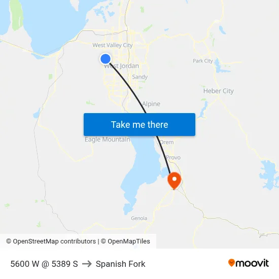 5600 W @ 5389 S to Spanish Fork map