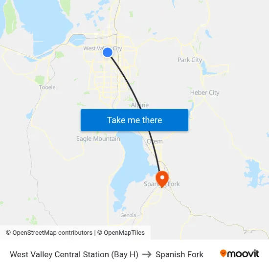 West Valley Central Station (Bay H) to Spanish Fork map