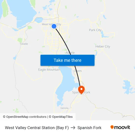West Valley Central Station (Bay F) to Spanish Fork map