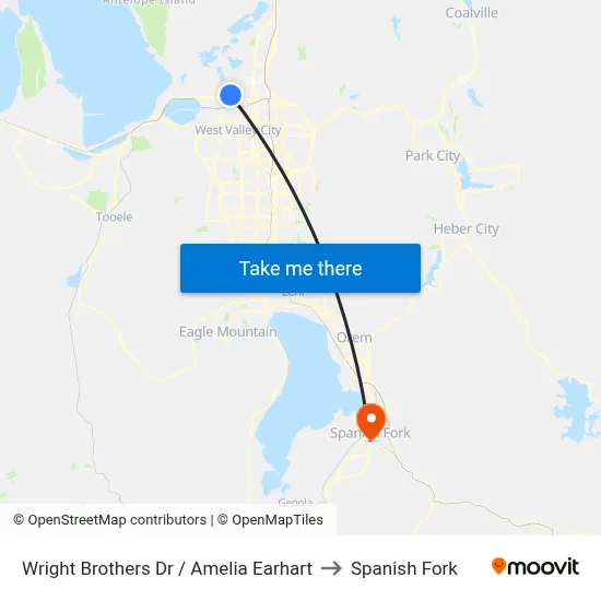 Wright Brothers Dr / Amelia Earhart to Spanish Fork map