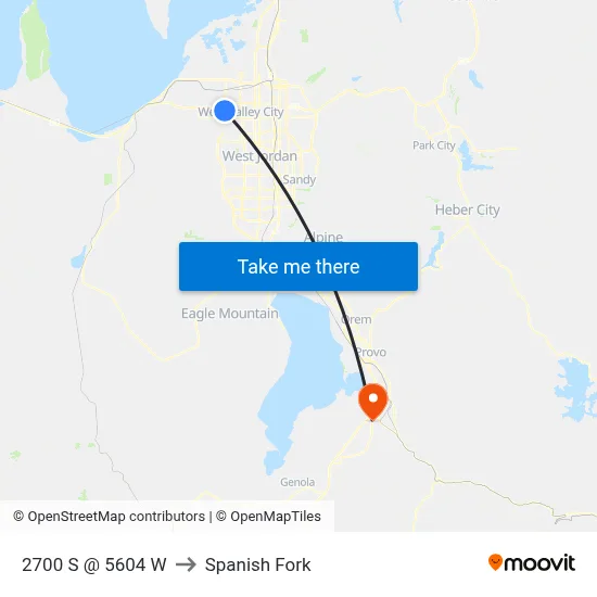 2700 S @ 5604 W to Spanish Fork map