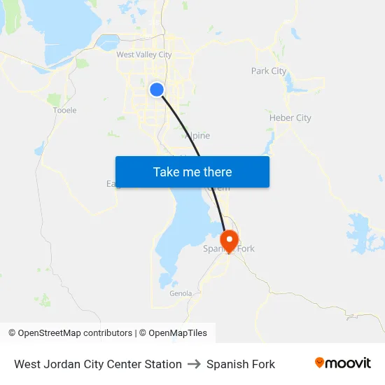 West Jordan City Center Station to Spanish Fork map