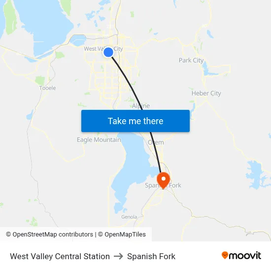 West Valley Central Station to Spanish Fork map