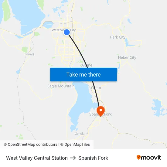 West Valley Central Station to Spanish Fork map