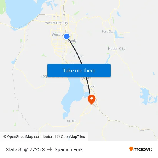 State St @ 7725 S to Spanish Fork map