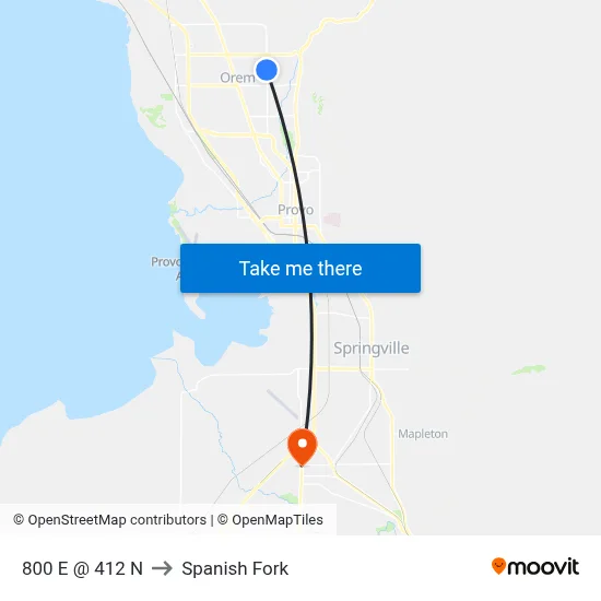 800 E @ 412 N to Spanish Fork map