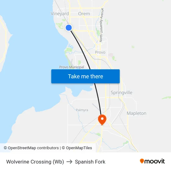 Wolverine Crossing (Wb) to Spanish Fork map