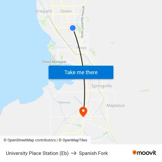 University Place Station (Eb) to Spanish Fork map