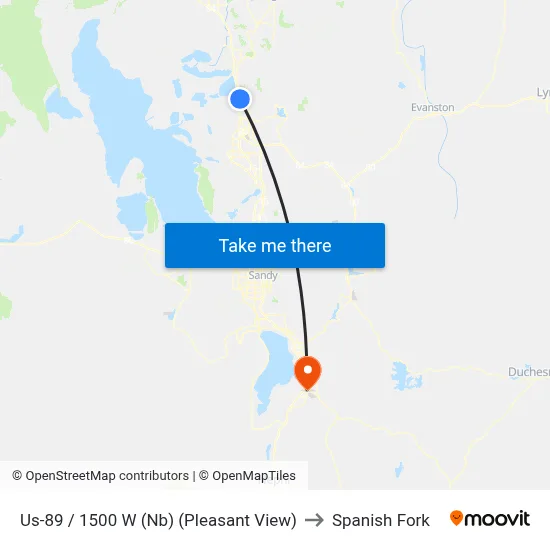 Us-89 / 1500 W (Nb) (Pleasant View) to Spanish Fork map
