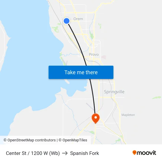 Center St / 1200 W (Wb) to Spanish Fork map