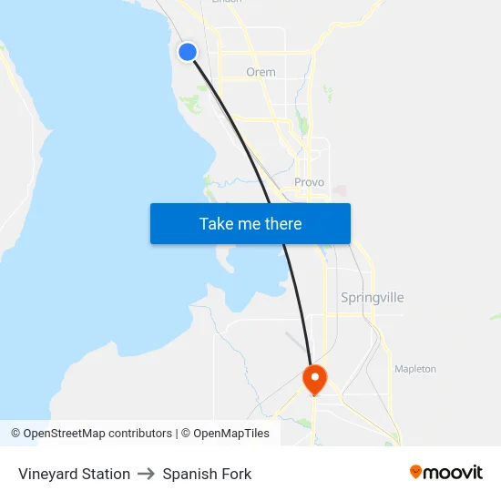 Vineyard Station to Spanish Fork map