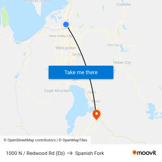 1000 N / Redwood Rd (Eb) to Spanish Fork map
