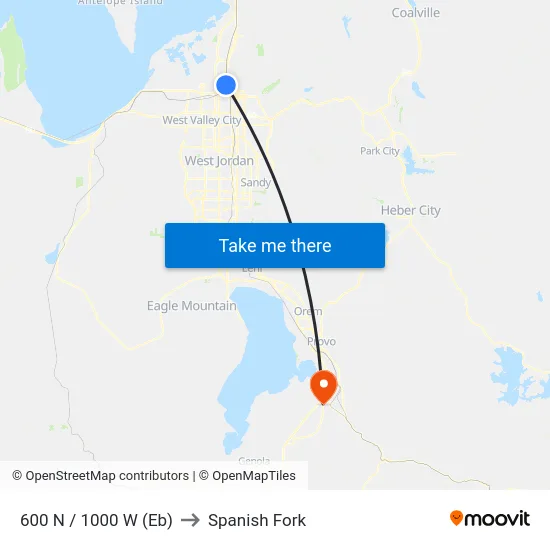 500 N / 1000 W (Eb) to Spanish Fork map