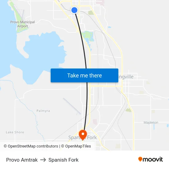 Provo Amtrak to Spanish Fork map